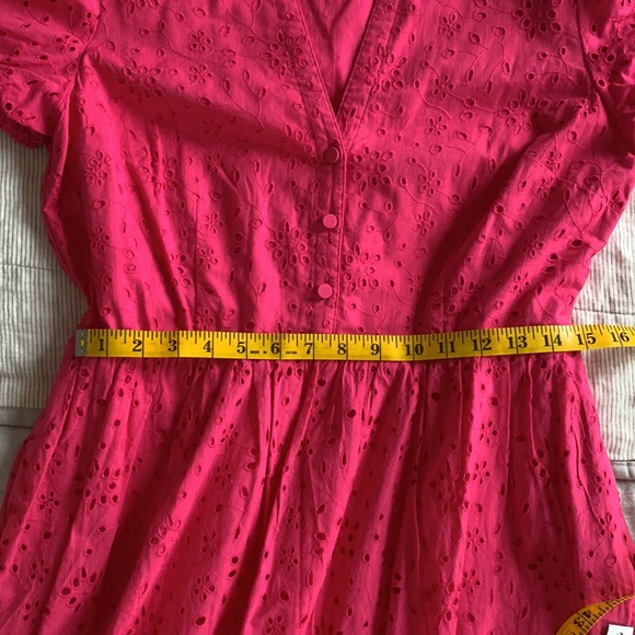 NWT J.Crew Factory Puff Sleeve Eyelet Dress Pink 10 - Picture 7 of 9